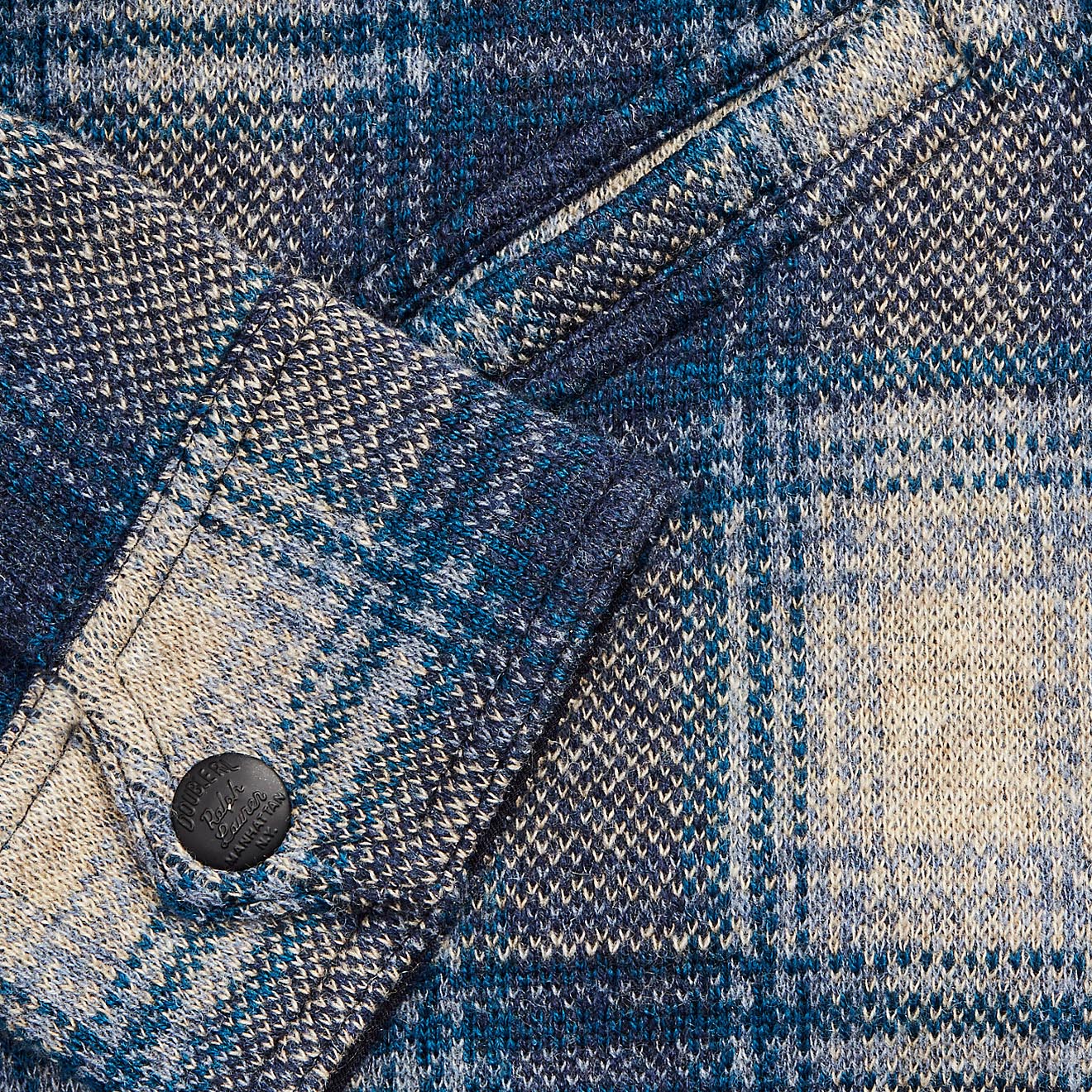 RRL by Ralph Lauren Plaid Wool-Cashmere Workshirt Jumper Blue Multi - Image 3